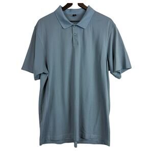 Lululemon Mens Short Sleeve Polo Shirt Blue - 2XL XXL